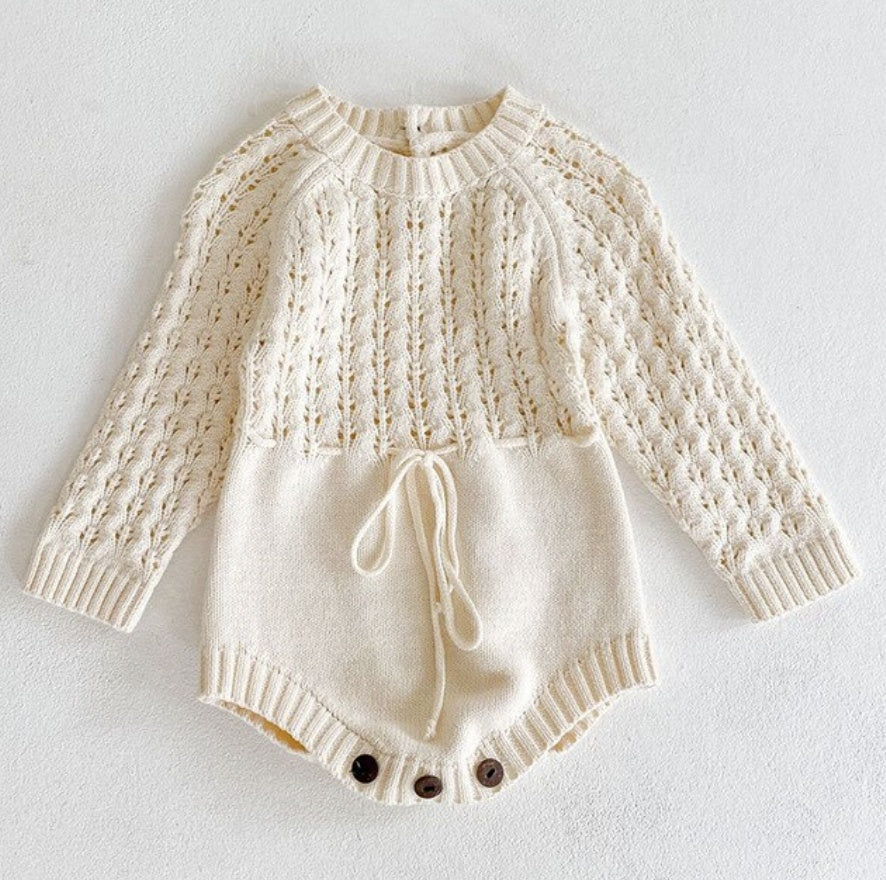 CozyKnit Long Sleeve Baby Romper Dress