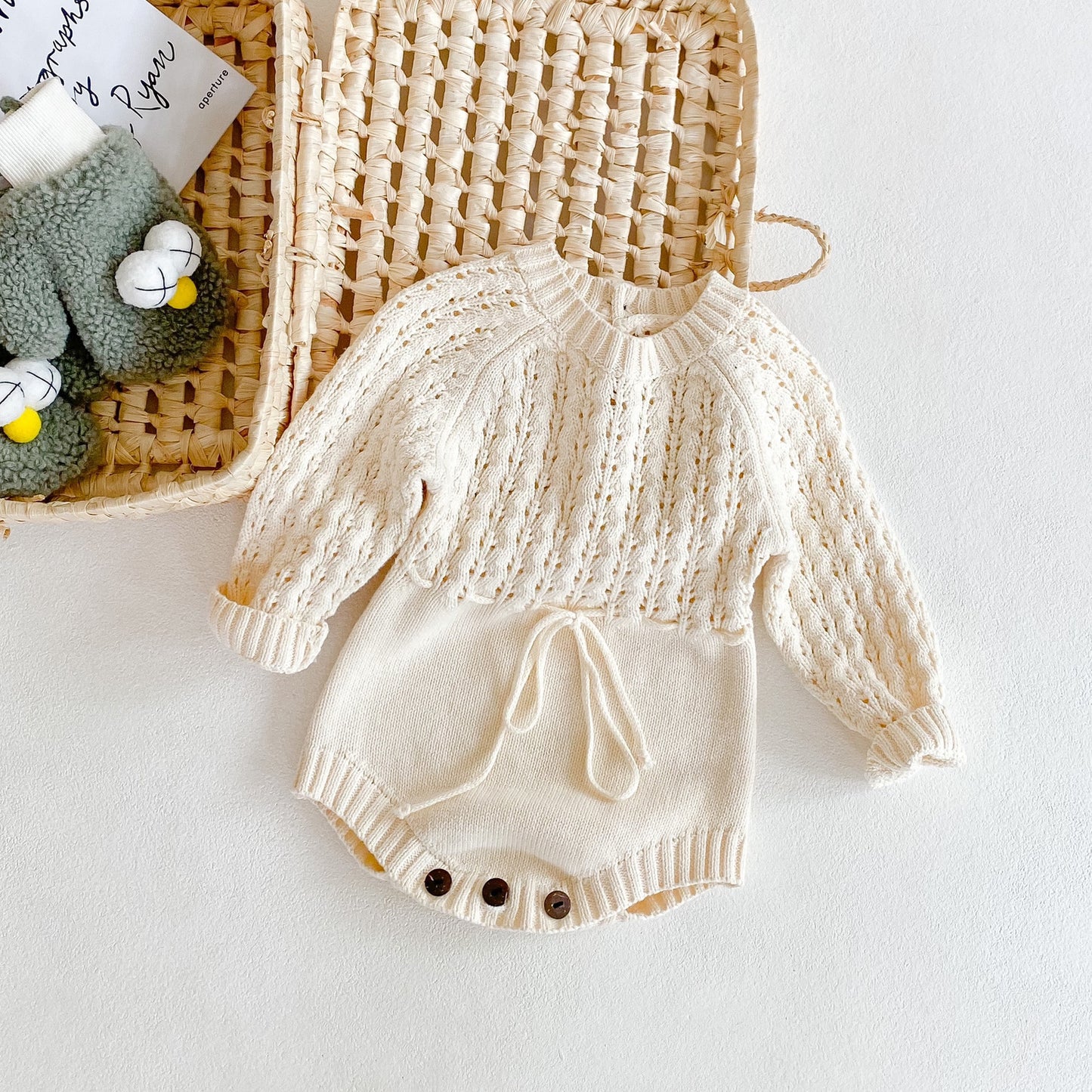 CozyKnit Long Sleeve Baby Romper Dress
