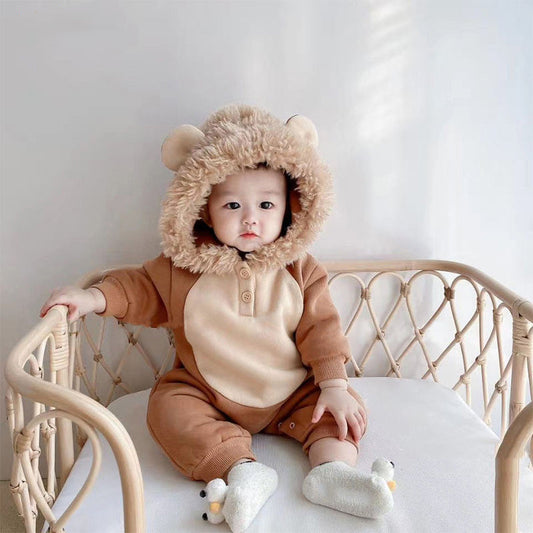 Furry Hood Baby Jumpsuit